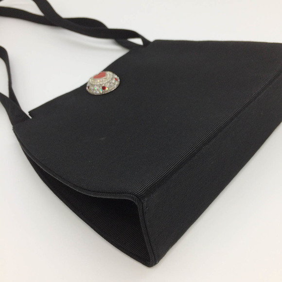 Dior Bag Shoulder Christian Rhinestone Heart  Black - Picture 1 of 4